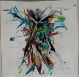 Abstract multicolored paint splashes and lines on a white background
